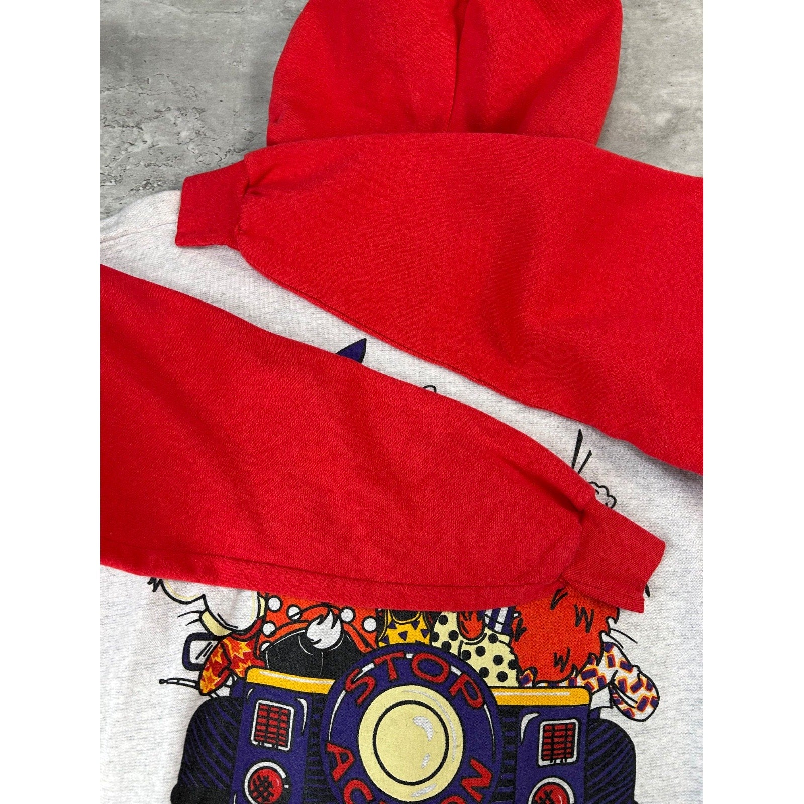 Vintage 1993 Cartoon Character Two Tone Pullover Hooded Sweatshirt Size Large