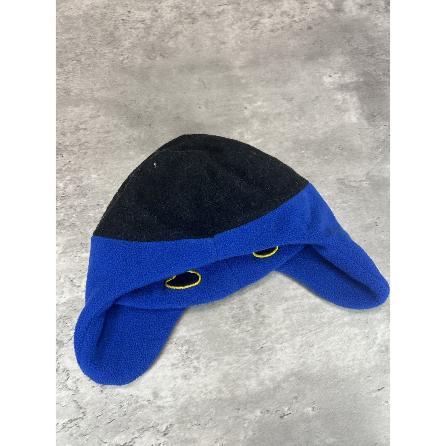 Vintage Graphic Flame Print Ear Flap Beanie Hat OSFA Blue/Black