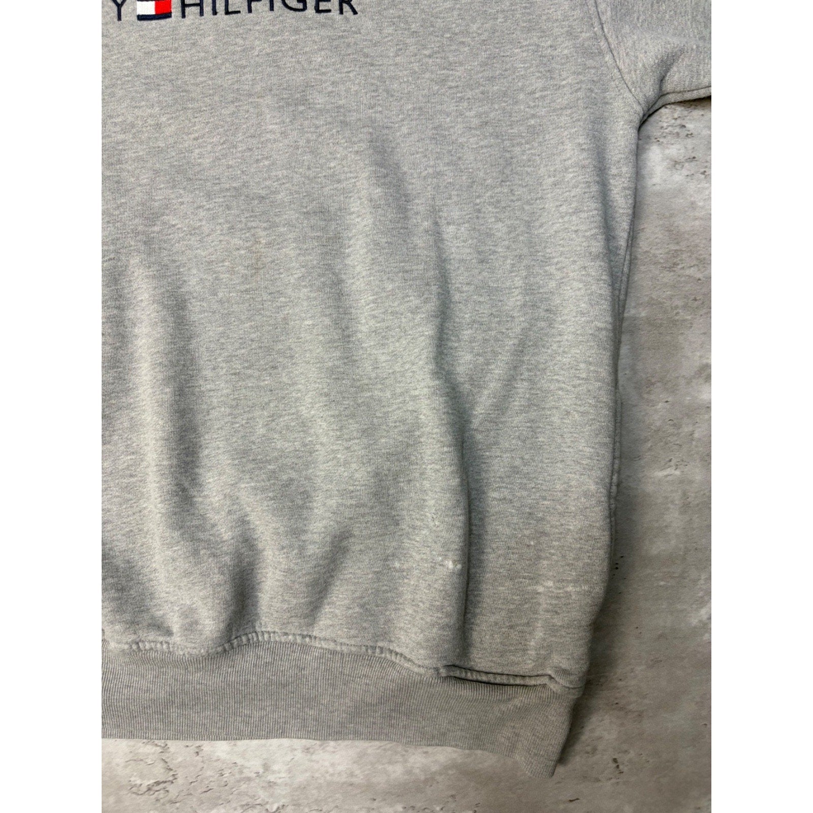 Vintage Tommy Hilfiger Embroidered Spellout Logo 1/4 Zip Sweatshirt Size XL