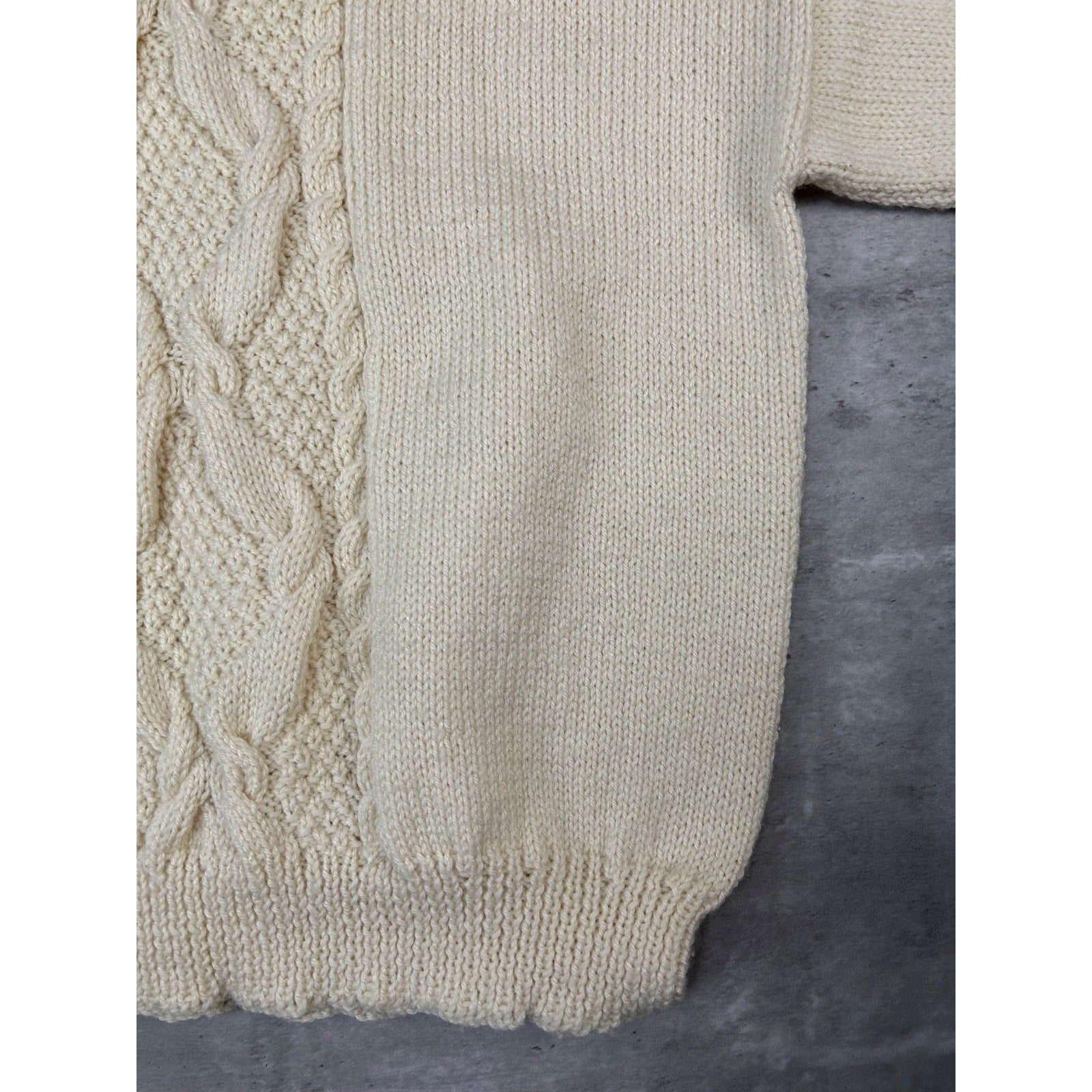 Vintage 90s Striped Cable Knit Pullover Beige Ribbed Sweater Size Large