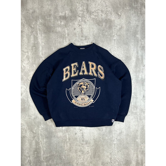 Vintage 1990 Chicago Bears NFL Graphic Football Crest Sweatshirt Size XL Blue