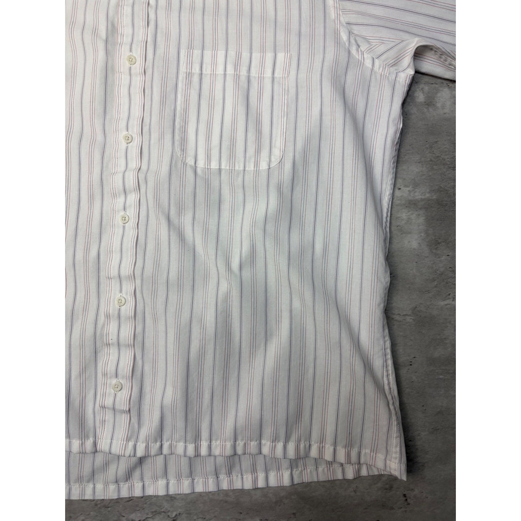 Stafford Striped Single Pocket Reworked Cropped Button Up Shirt Size Large