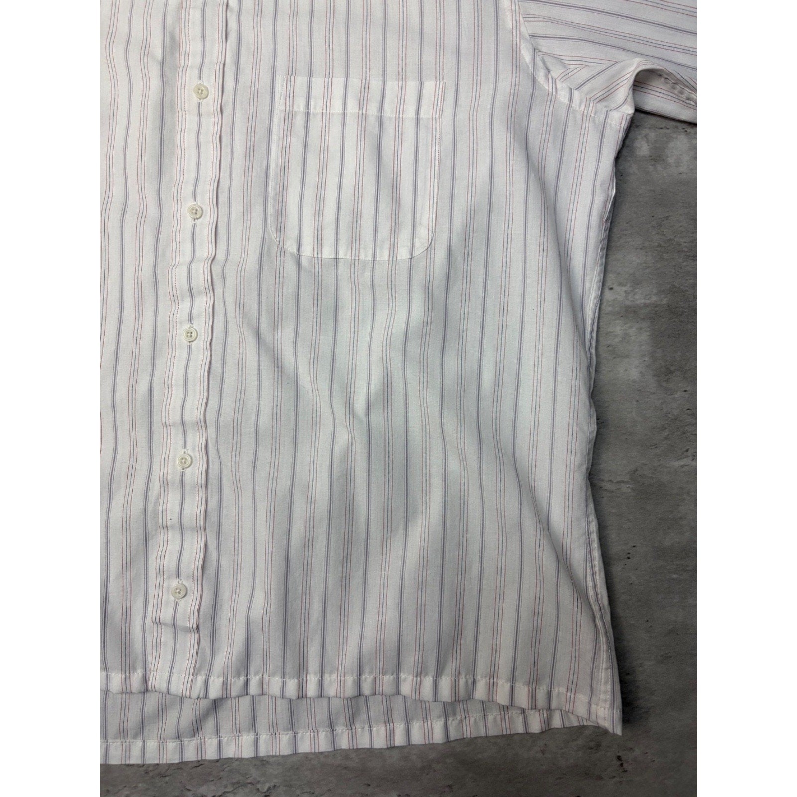 Stafford Striped Single Pocket Reworked Cropped Button Up Shirt Size Large