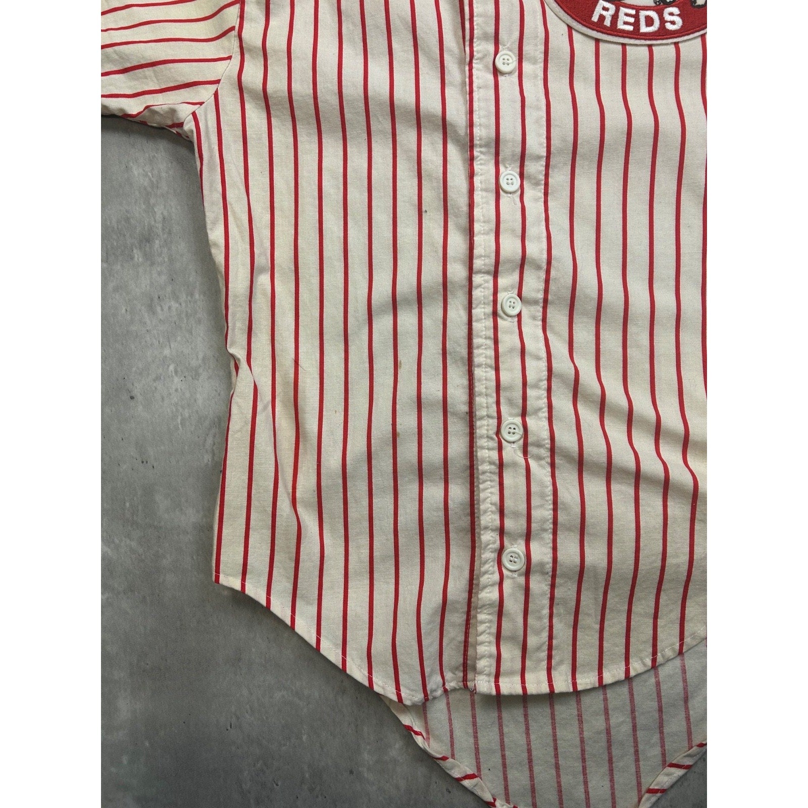 Vintage 90s Cincinnati Reds MLB Pinstripe Stitched Baseball Jersey Size Small