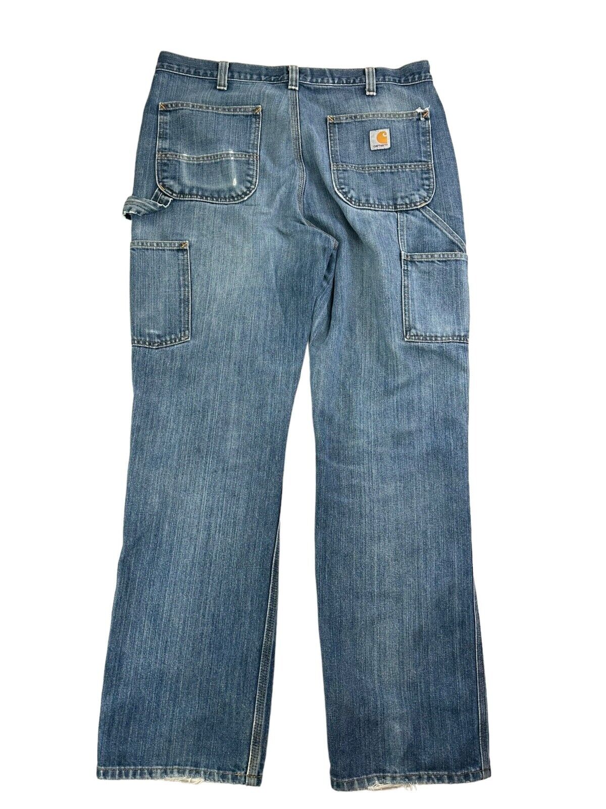 Carhartt Relaxed Fit Medium Wash Carpenter Workwear Denim Pants Size 36 Blue