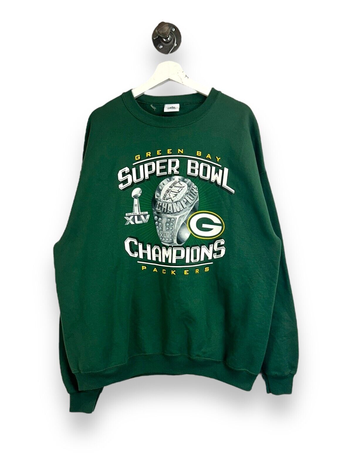 Green Bay Packers NFL Super Bowl XLV Champs Ring Graphic Sweatshirt Size XL