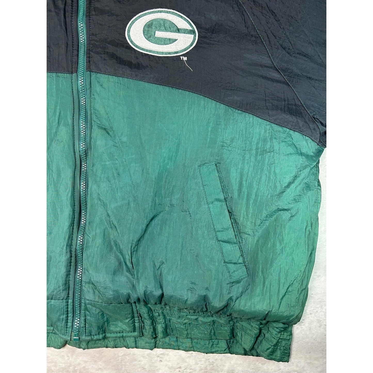 Vintage 90s Green Bay Packers NFL Insulated Full Zip Hooded Jacket Size Large
