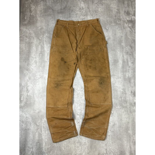 Vintage Carhartt Canvas Workwear Double Knee Carpenter Pants Size 34 Beige