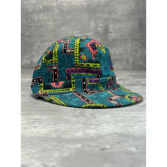 Vintage 80s/90s Surf Style Abstract Patterned Print Fitted Hat Size 7 1/2