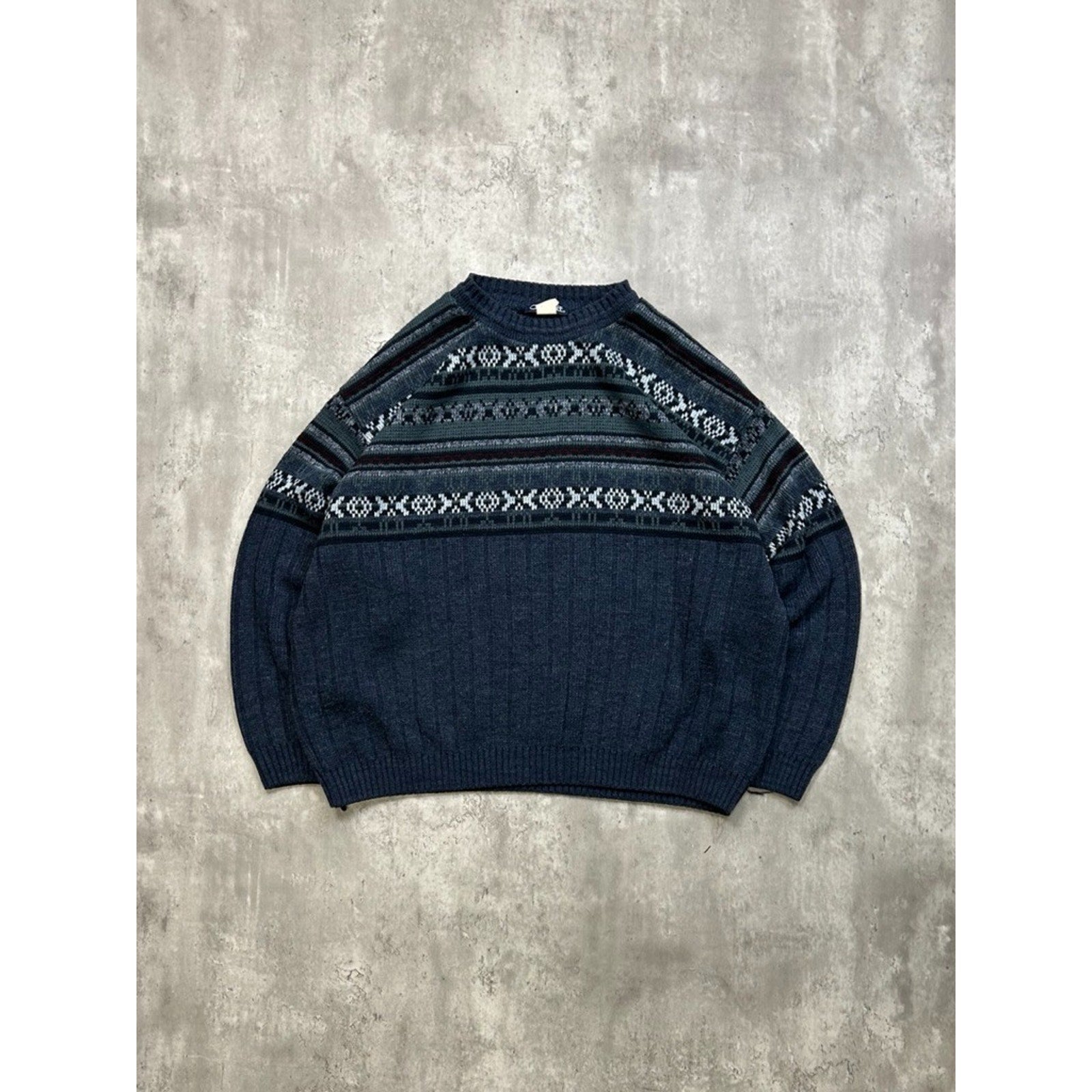 Vintage Cherokee Abstract Striped Pullover Knit Sweater Size XL