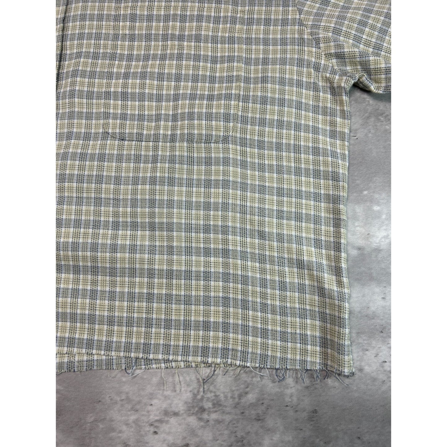 Vintage Natural Issue Plaid Single Pocket Cropped Button Up Shirt Size Large