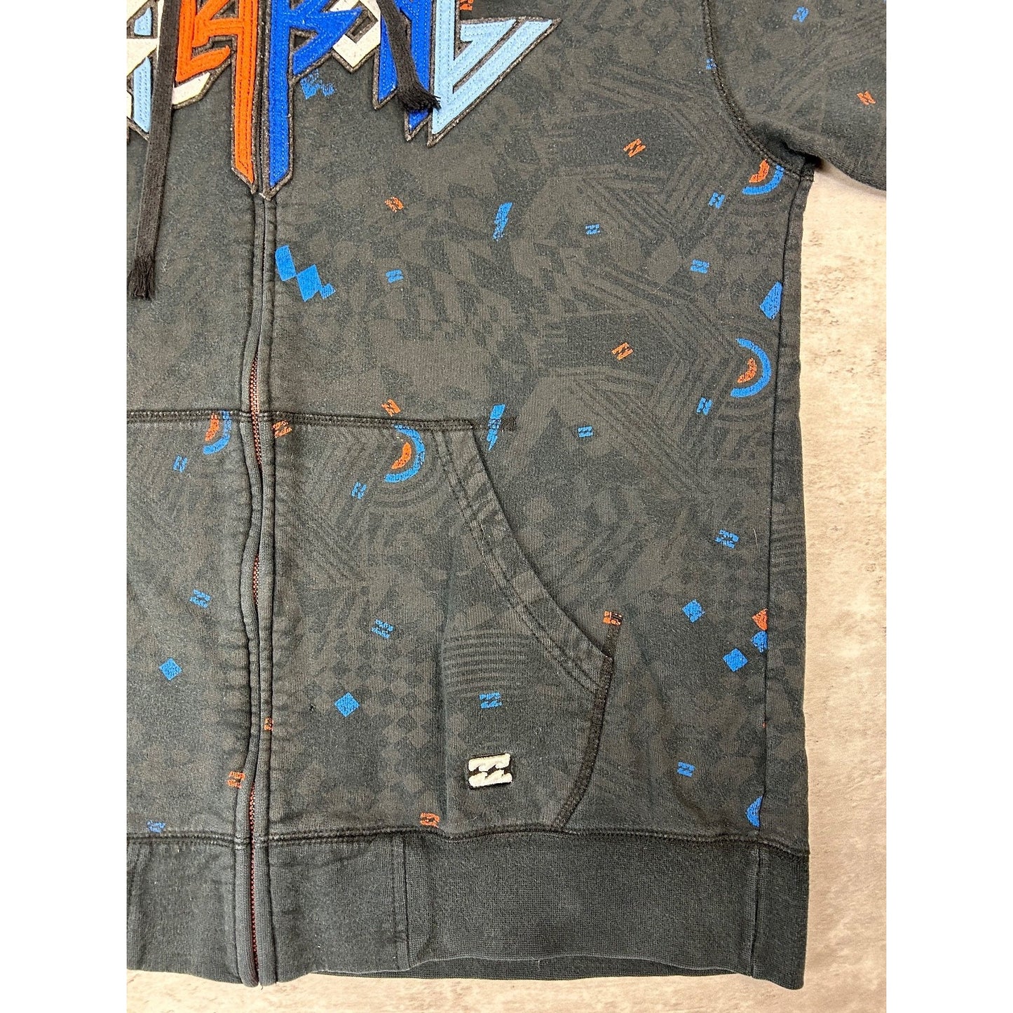 Vintage Y2K Billabong Embroidered Spellout Full Zip Hooded Sweatshirt Size XL