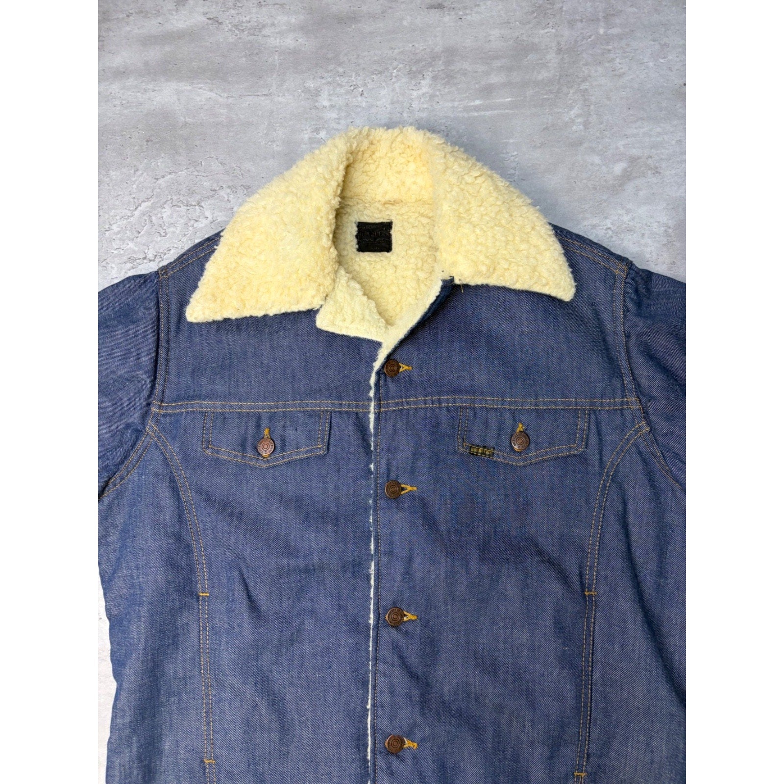 Vintage 70s/80s Sears Roebuck Sherpa Lined Denim Collared Jacket Size Medium