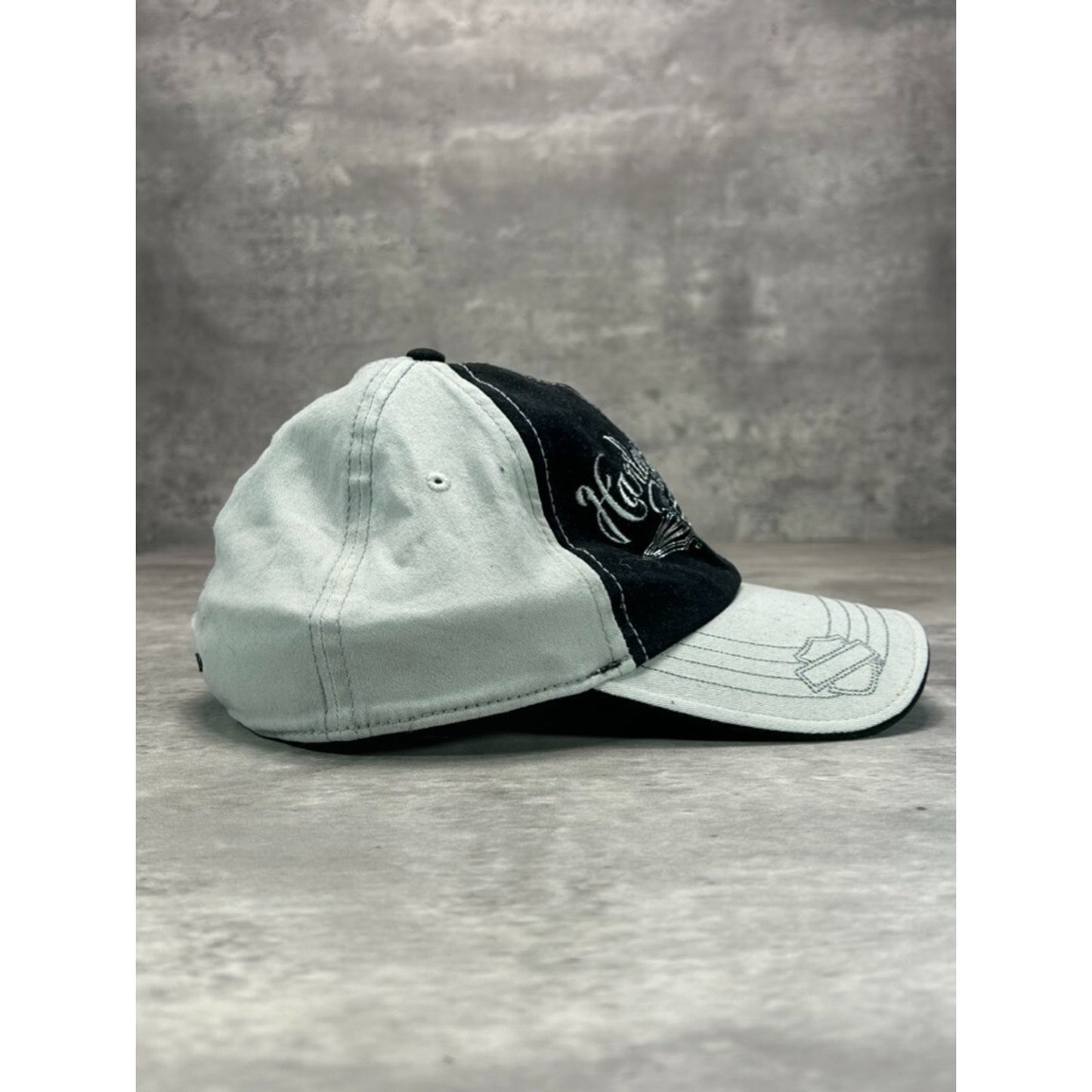 Vintage Y2K Harley Davidson Embroidered Spellout Fitted Hat OSFA