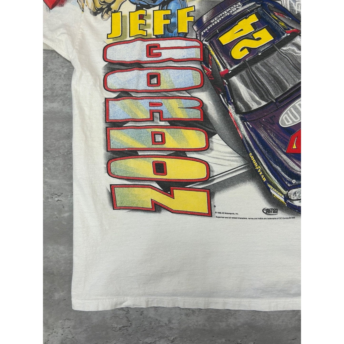 Vintage 1999 Jeff Gordon #24 Superman Nascar Racing All Over Print T-Shirt Sz XL