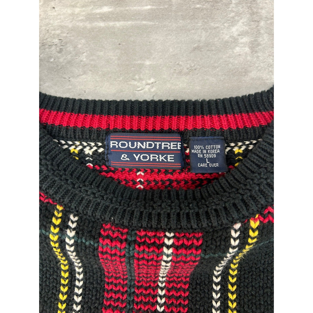 Vintage 90s Plaid Print Pullover Ribbed Knit Sweater Size Large