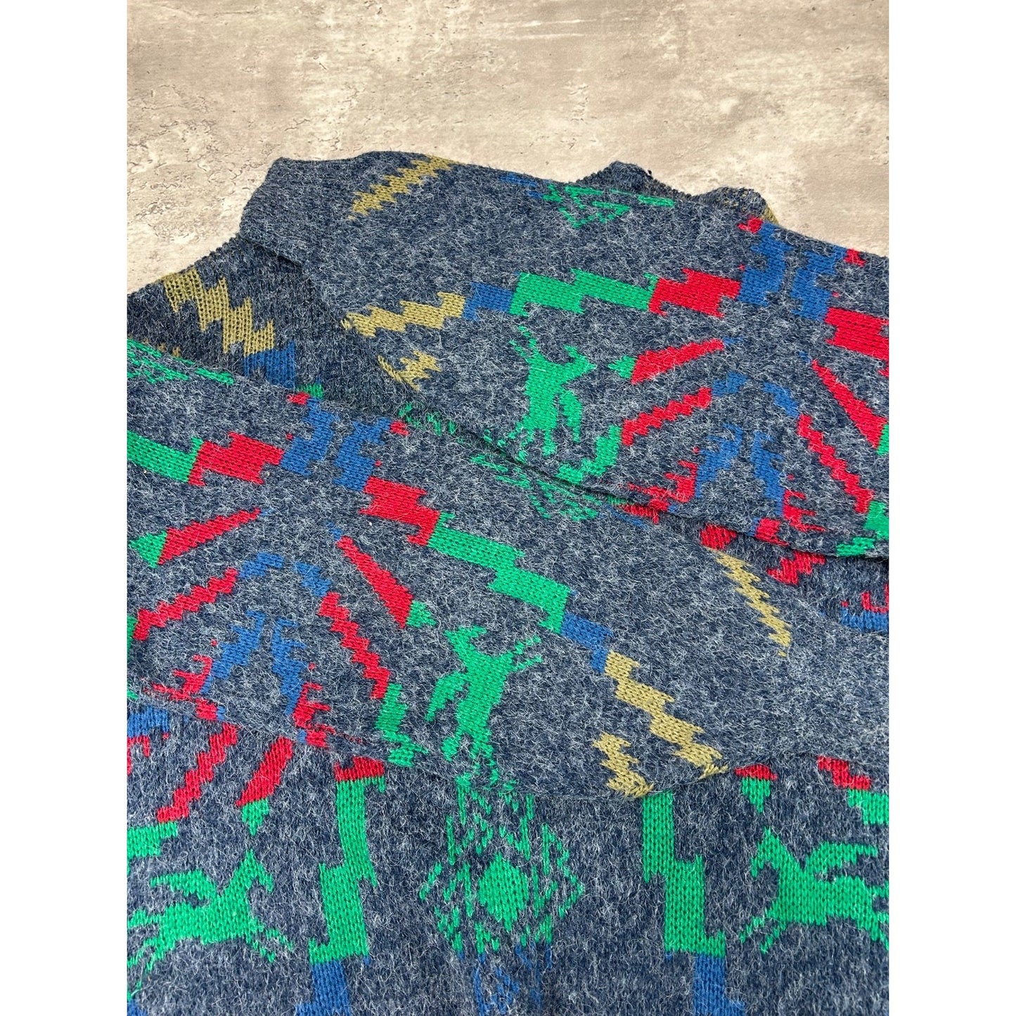 Vintage 80s/90s Abstract Aztec Print Pullover Ribbed Knit Sweater Size XL