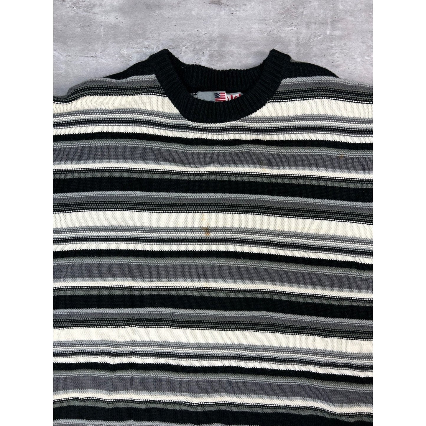 Vintage 90s 212 NYC Striped Pullover Ribbed Knit Sweater Size XL