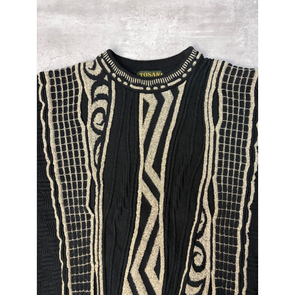 Vintage 90s Tundra 3D Abstract Print Pullover Ribbed Knit Sweater Size XL