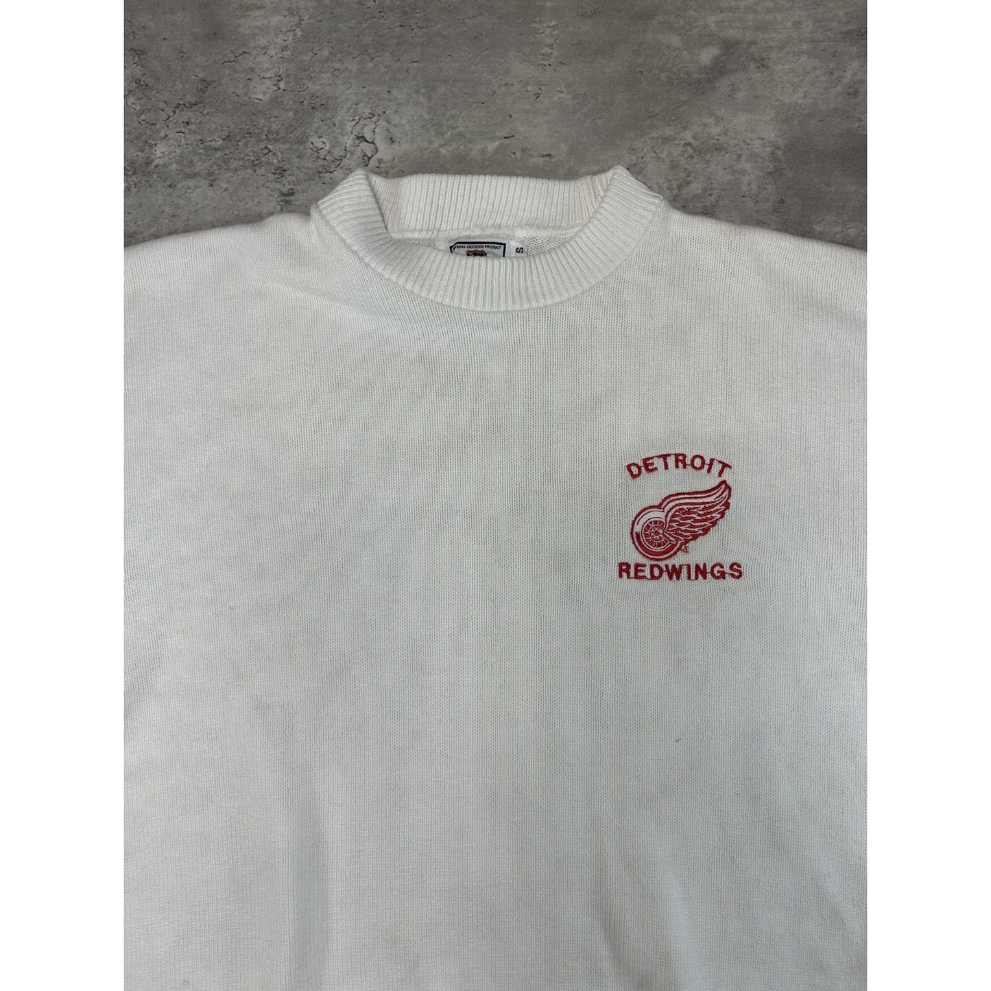 Vintage 90s Detroit Red Wings NHL Embroidered Pullover Knit Sweater Size Small