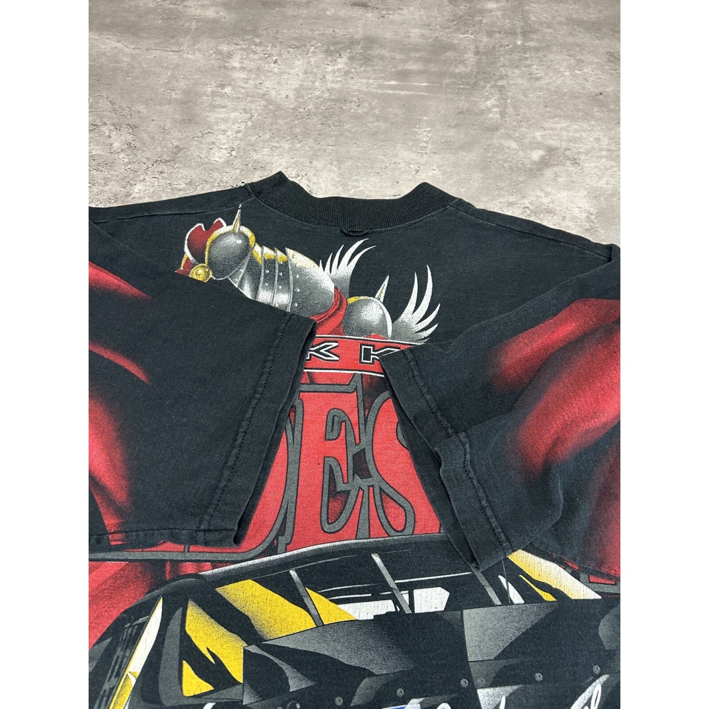 Vintage 90s Dale Earnhardt #3 Black Knight Rides On Nascar AOP T-Shirt Sz XL