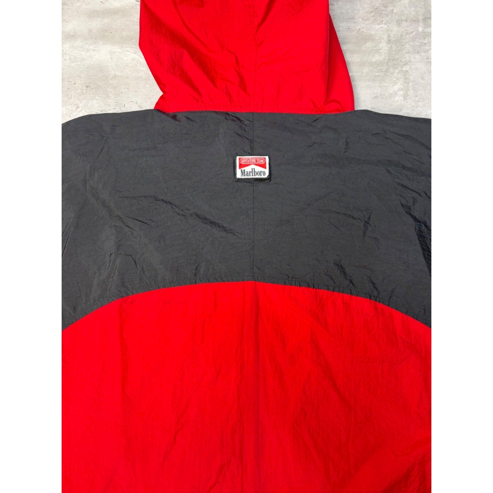 Vintage 90s Marlboro Adventure Team Two Tone Hooded Windbreaker Jacket Sz Large