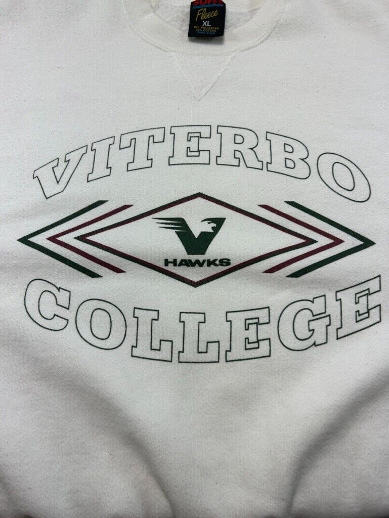 Vintage 90s Viterbo College Hawks Collegiate Graphic Spellout Sweatshirt Size XL