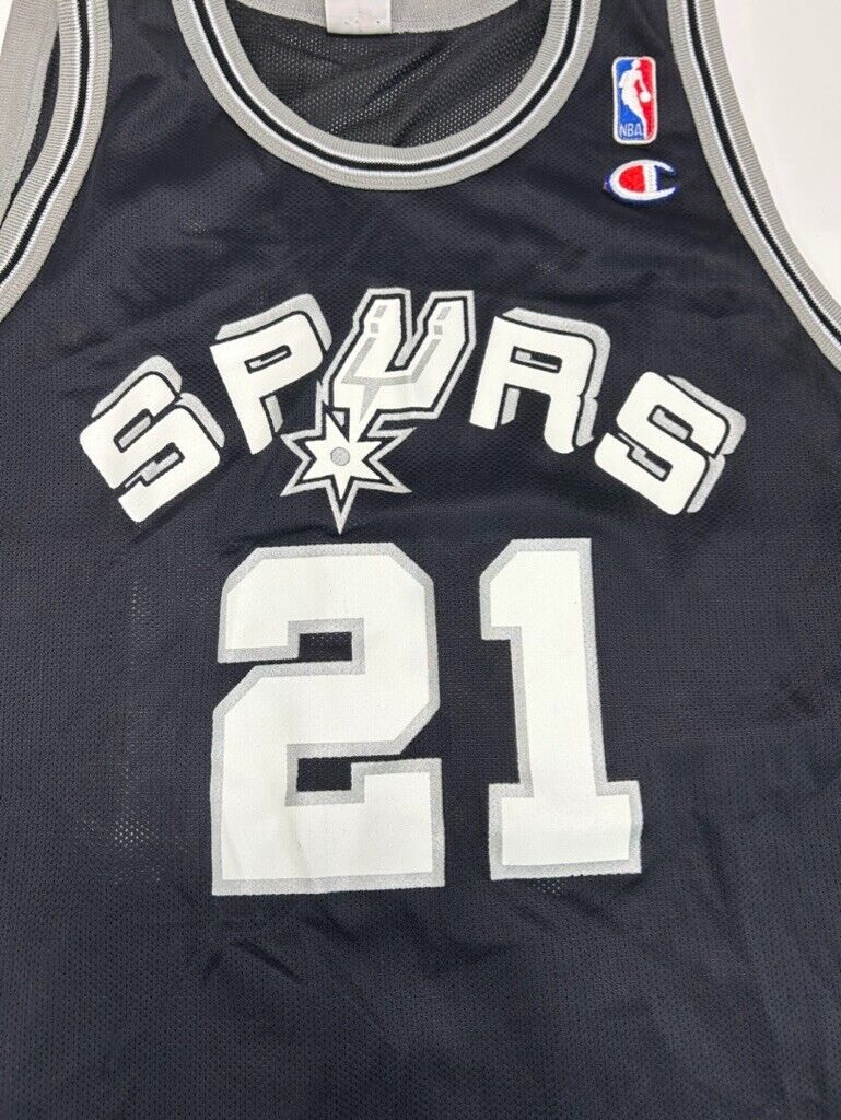 Vintage Tim Duncan #21 San Antonio Spurs NBA Champion Jersey Size 48 XL Black