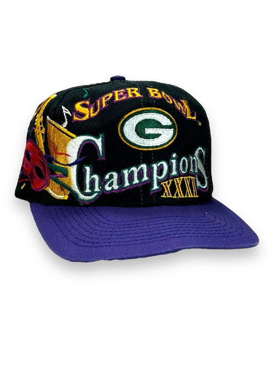 Vtg 90s Green Bay Packers Super Bowl XXXI Champs Logo Athletic Snapback Hat OSFA