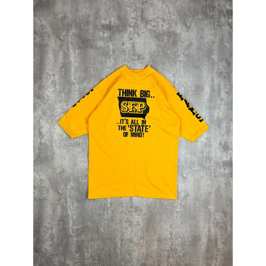 Vintage 1981 Think Big Basketball Tournament 3/4 Sleeve Graphic T-Shirt Size Large