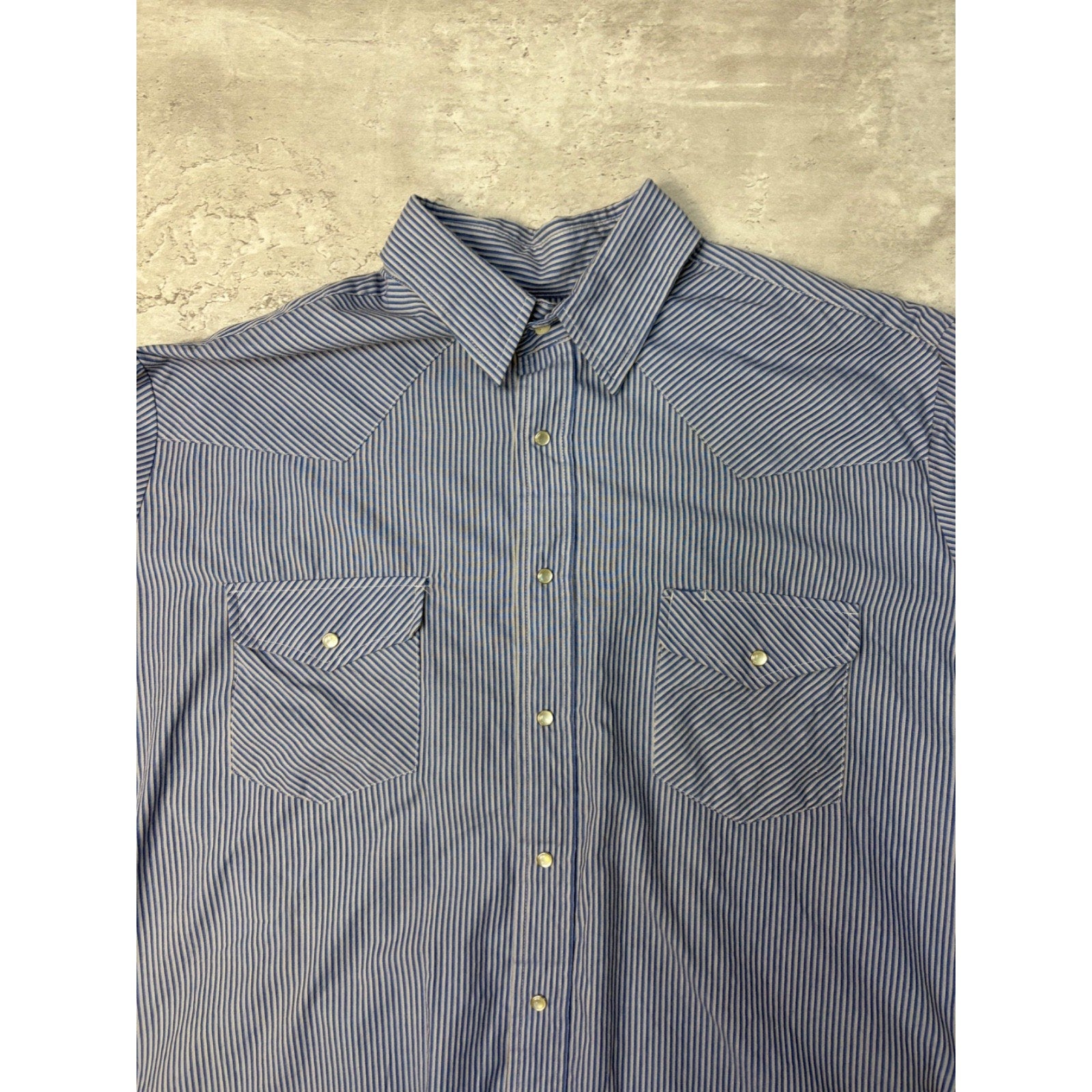 Vintage 90s Rock Creek Ranch Pearl Snap Striped Cropped Button Up Shirt Size XL