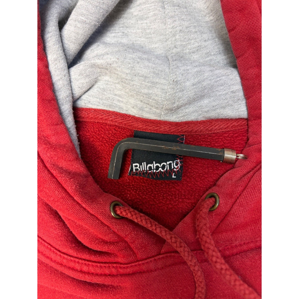 Vintage Y2K Billabong Middle Logo Pullover Hooded Red Sweatshirt Size Large