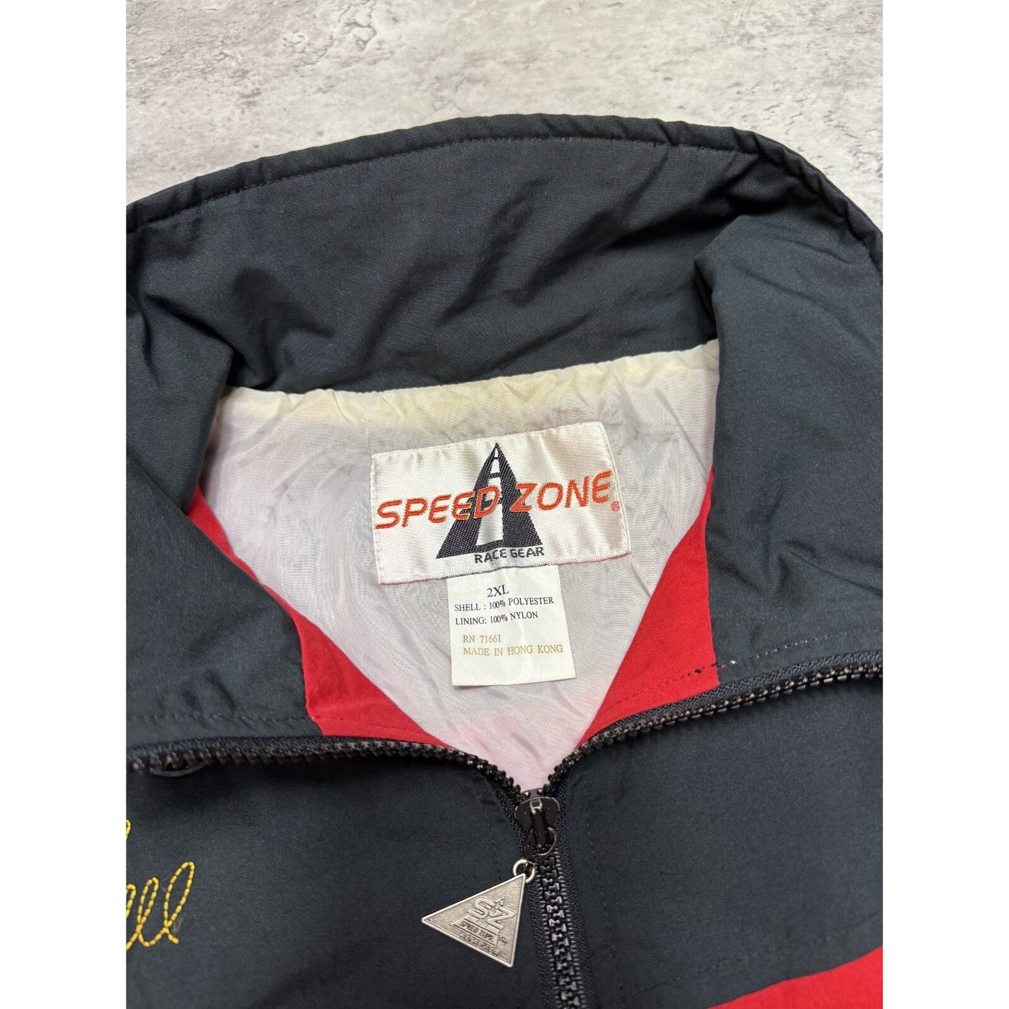 Vintage 90s Kenny Wallace #8 Nascar Red Dog Paw Print Jacket Size 2XL