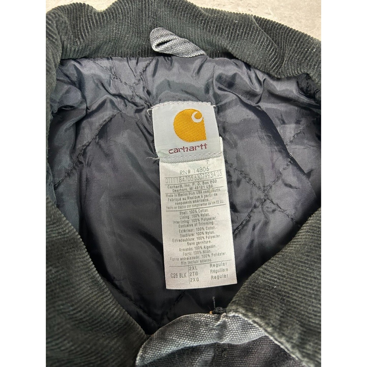Vintage Carhartt Insulated Canvas Workwear Arctic Jacket Size XXL Black