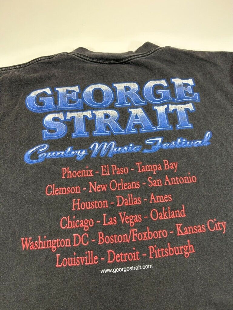 George Strait Country Music Festival Portrait Graphic T-Shirt Size Large Black