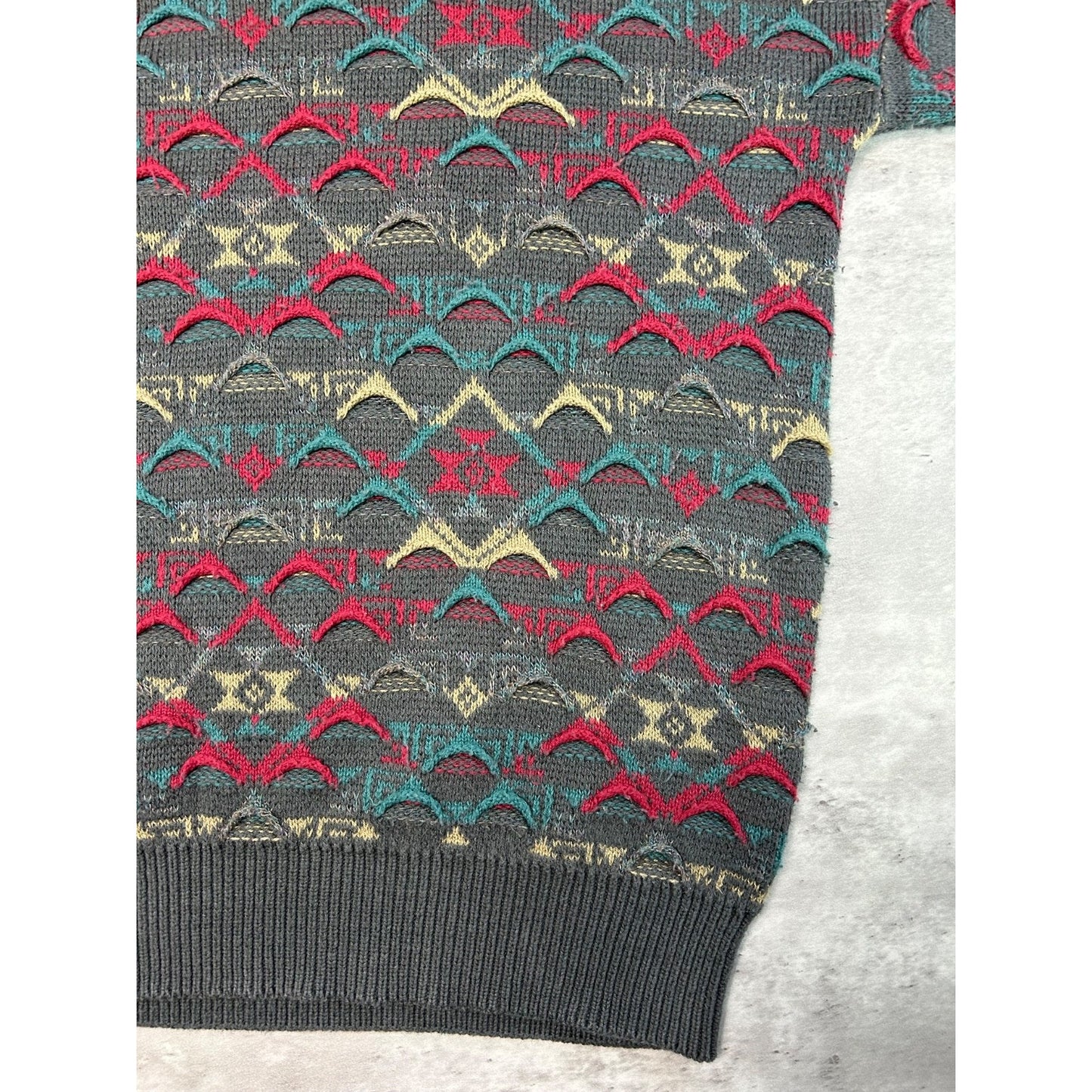 Vintage 90s John Weitz Abstract 3D Knit Pullover Sweater Size Large