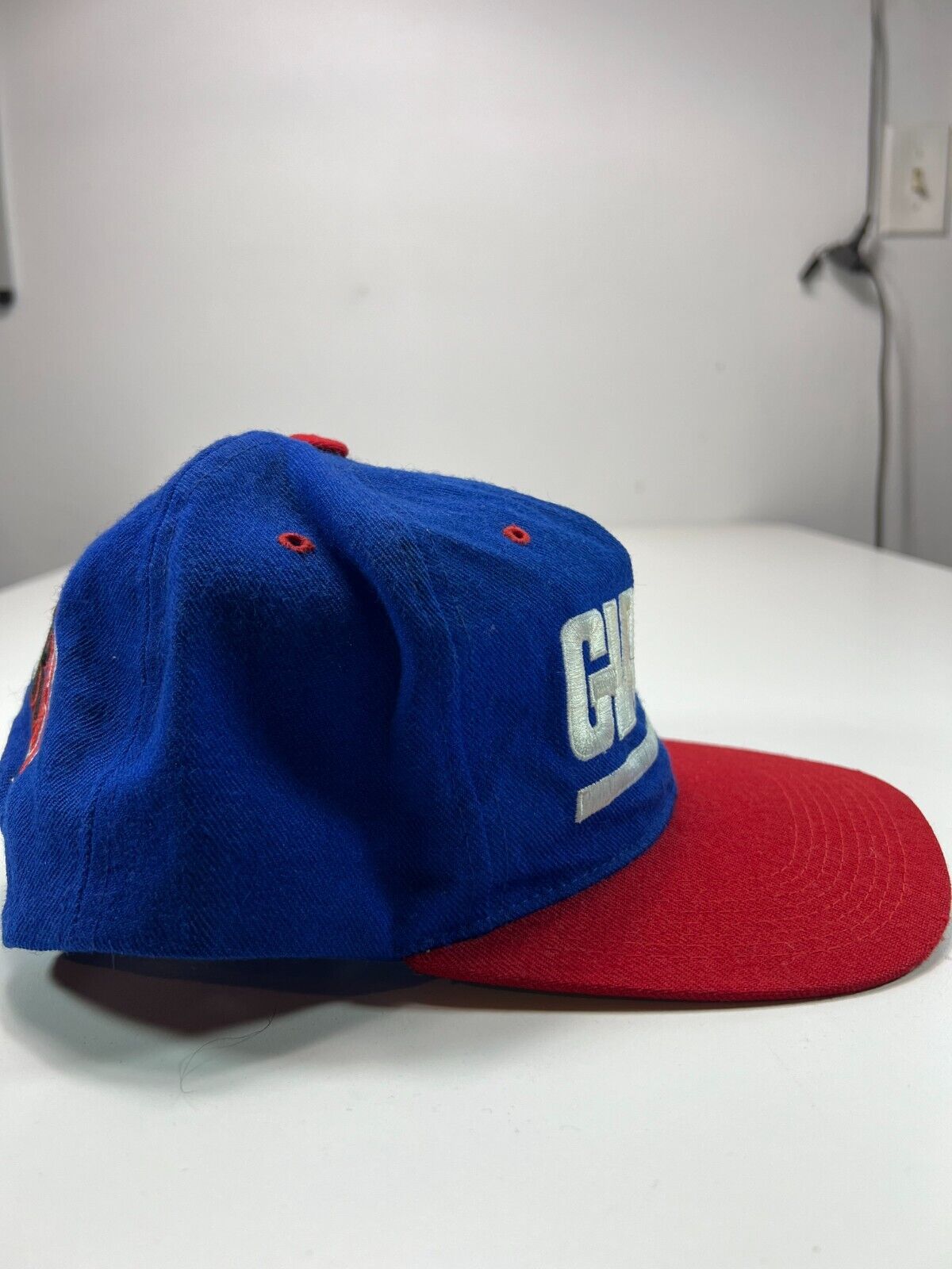 Vintage 90s New York Giants NFL Classic 100% Wool Spellout Snapback Hat OSFA