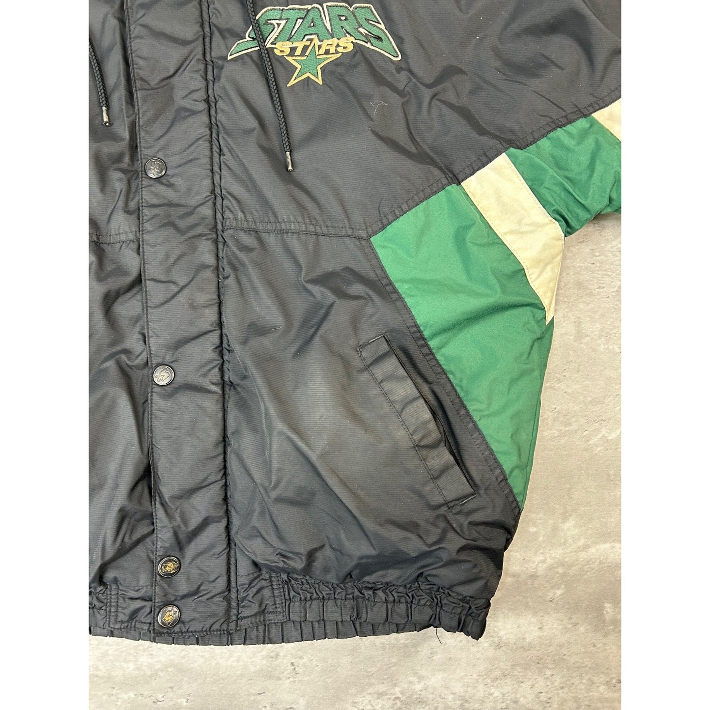 Vintage 90s Dallas Stars NHL Embroidered Insulated Starter Jacket Size Medium