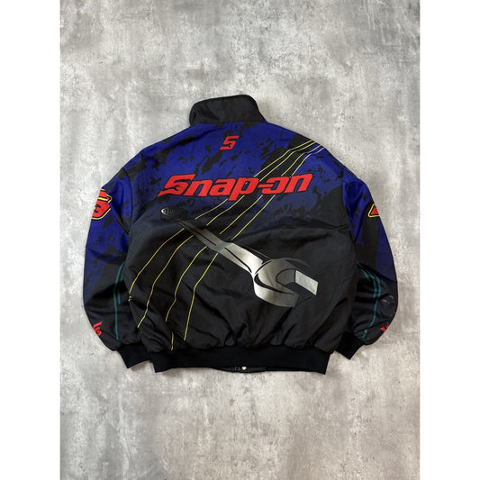 Vintage 90s Snap On Racing All Over Print Full Zip Nylon Jacket Size XL
