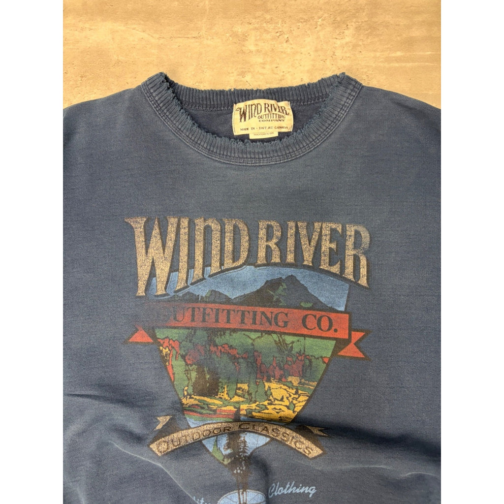 Vintage Wind River Outfitters Nature Crest Graphic Navy Blue Sweatshirt Size XL