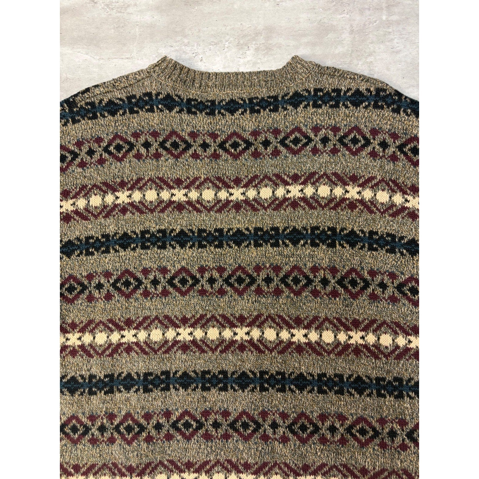 Vintage Jantzen Abstract Pattern Striped Pullover Knit Sweater Size Large