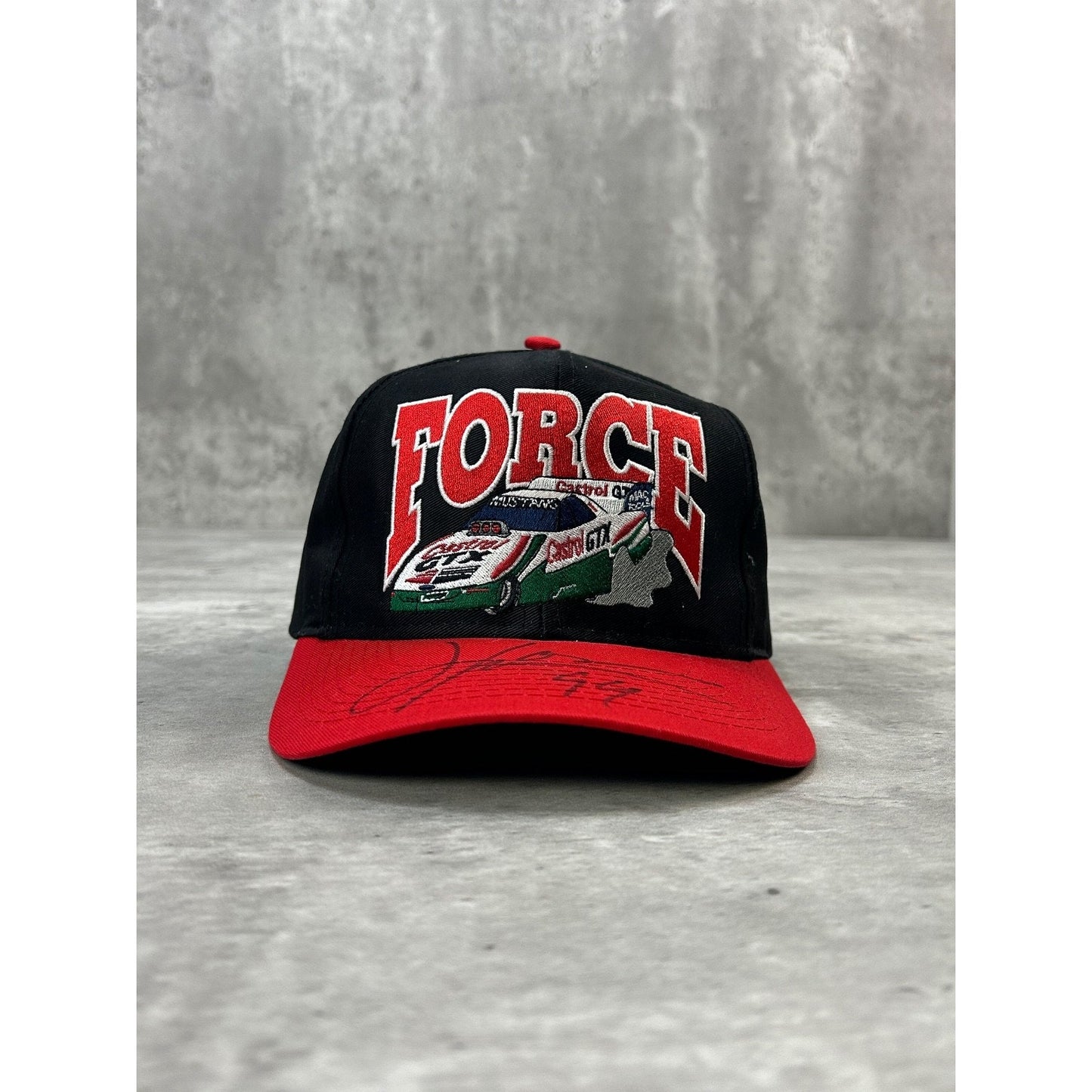 Vintage 90s John Force Castrol GTX Racing Embroidered Snapback Hat OSFA