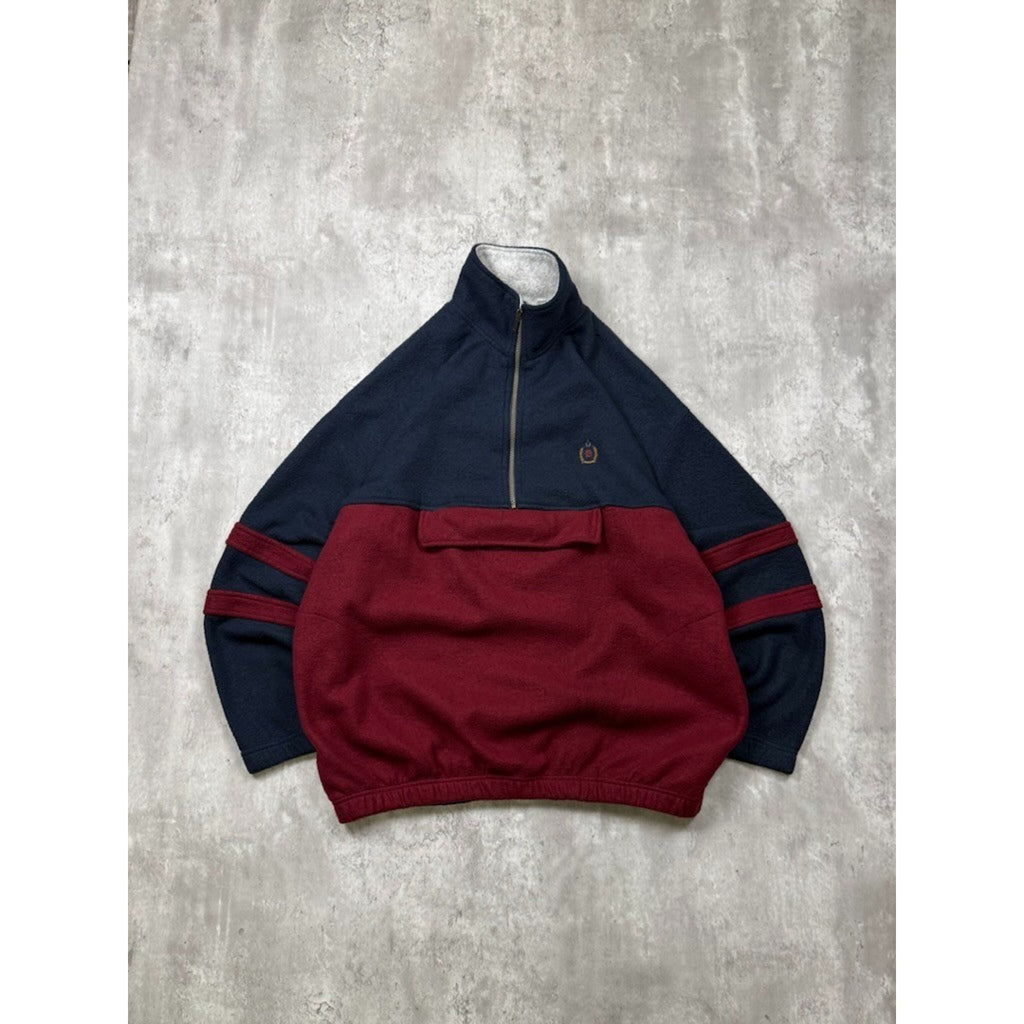 Vintage Bugle Boy Company Two Tone 1/2 Zip Fleece Sweatshirt Size Large