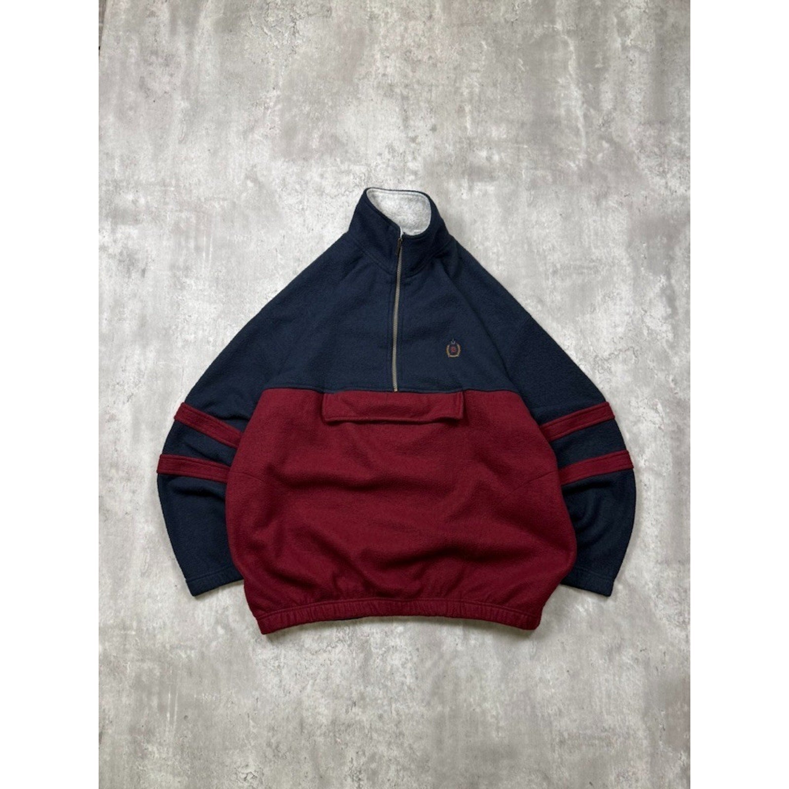 Vintage Bugle Boy Company Two Tone 1/2 Zip Fleece Sweatshirt Size Large