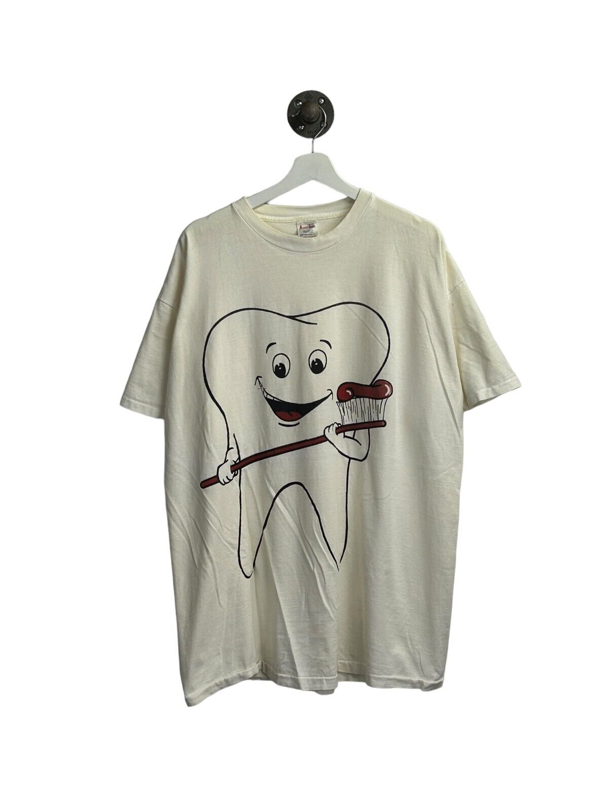 Vintage 90s Big Tooth Cartoon Toothbrush Dentistry Graphic T-Shirt Size 2XL