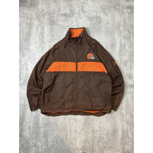 Vintage Cleveland Browns NFL Embroidered Logo Windbreaker Jacket Size XL