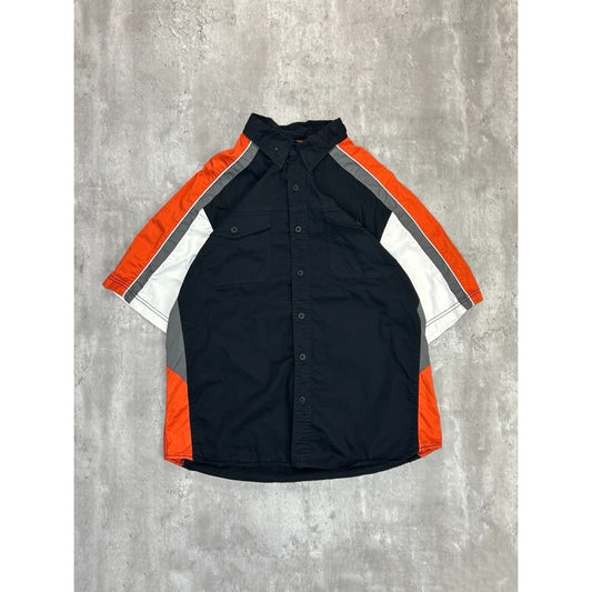 Vintage Harley Davidson Spellout Graphic Short Sleeve Button Up Shirt Size XL