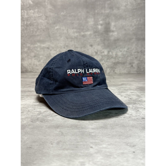 Vintage 90s Polo Ralph lauren Embroidered Spellout Strapback Hat OSFA