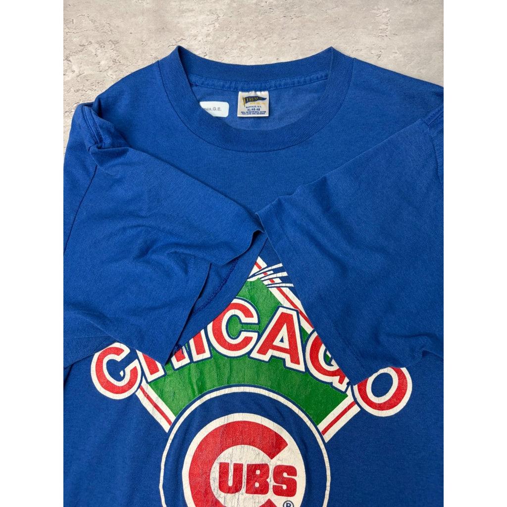 Vintage 1988 Chicago Cubs MLB Baseball Diamond Spellout Graphic T-Shirt Size XL