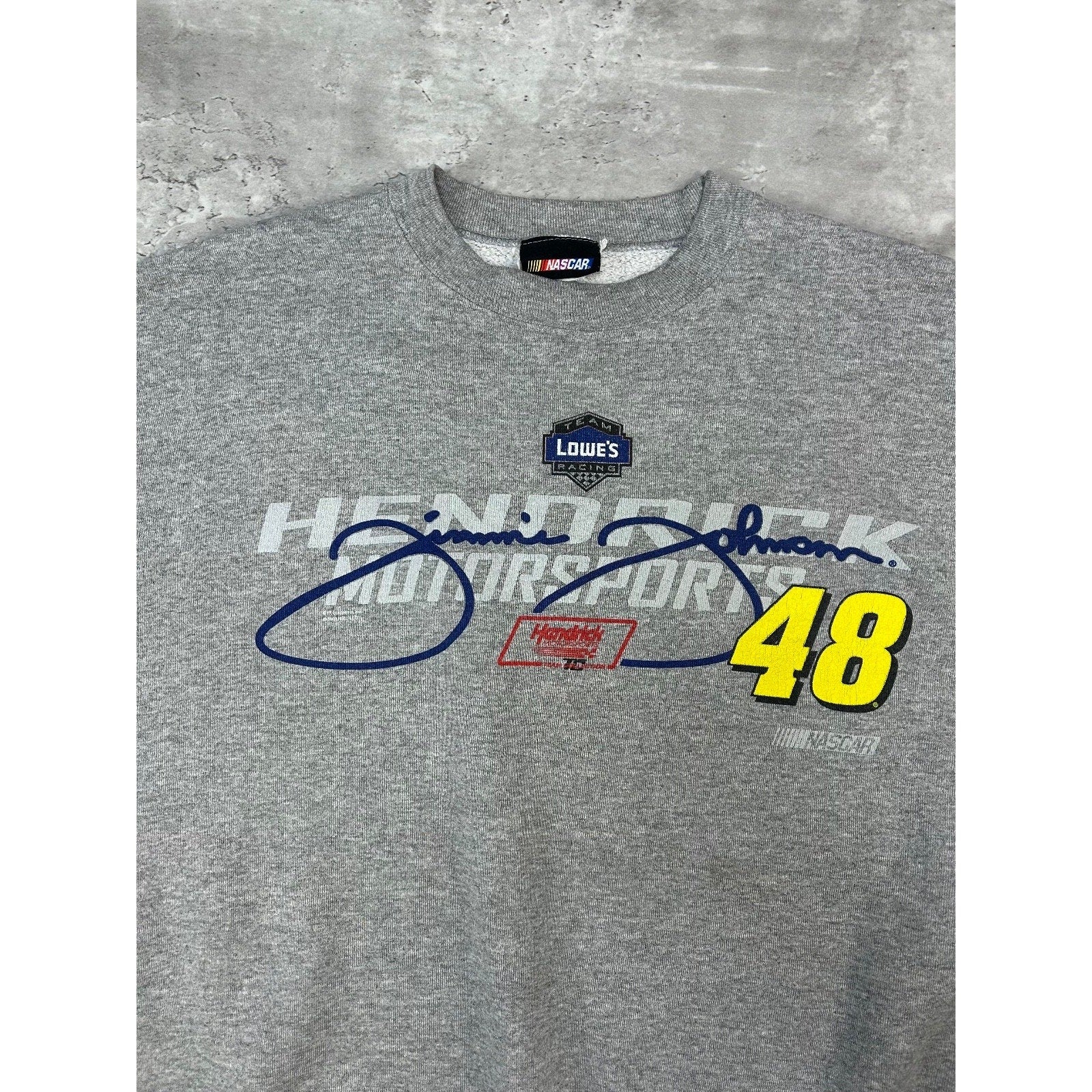 Vintage Jimmie Johnson #48 Nascar Racing Spellout Graphic Sweatshirt Size XL